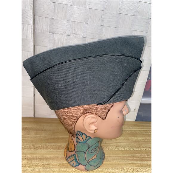 Vintage 1958 US ARMY MEN'S DRESS GREEN Garrison Wool CAP UNIFORM Envelope Hat - Picture 1 of 9